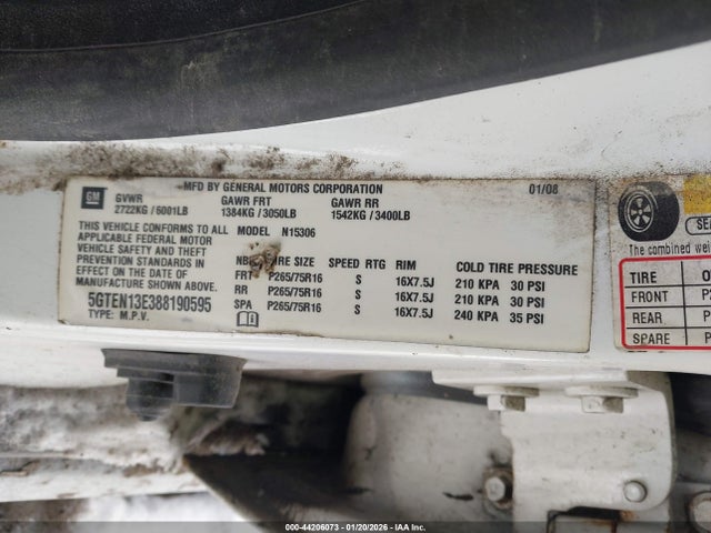 2008 HUMMER H3 SUV 5GTEN13E388190595 Photo 8