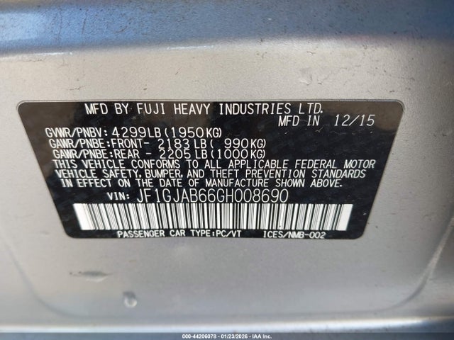 JF1GJAB66GH008690 Subaru Impreza 2.0i Premium