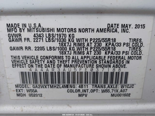 2015 MITSUBISHI OUTLANDER SPORT 4A4AR3AU5FE037188 Photo 8