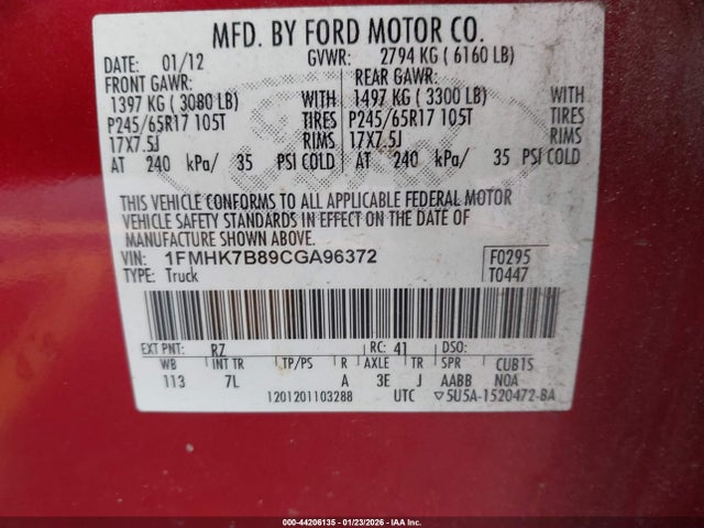 2012 FORD EXPLORER 1FMHK7B89CGA96372 Photo 8