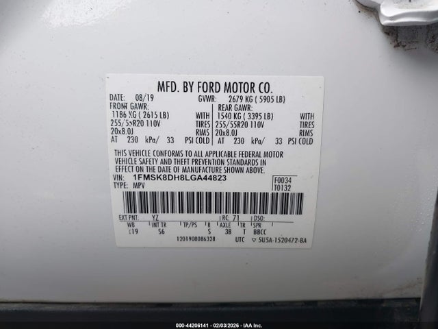 2020 FORD EXPLORER 1FMSK8DH8LGA44823 Photo 8