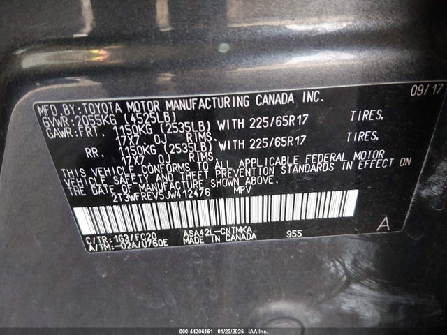 Toyota Rav4 Xle 2018 2T3WFREV5JW412476 Image 9