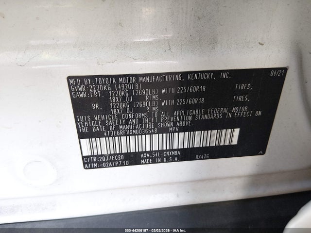 2021 TOYOTA RAV4 HYBRID 4T3E6RFVXMU036548 Photo 8
