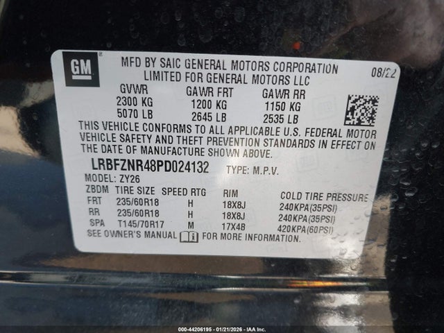 44206195 :رقم المزاد ، LRBFZNR48PD024132 vin ، 2023 Buick Envision Essence Fwd مزاد بيع