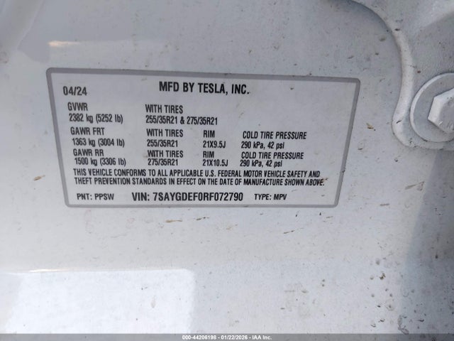 7SAYGDEF0RF072790 Tesla Model Y Performance Dual Motor All-wheel Drive