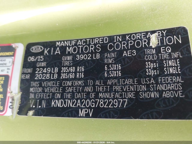 KNDJN2A20G7822977 KIA Soul
