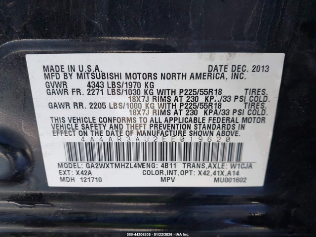 2014 MITSUBISHI OUTLANDER SPORT 4A4AR3AU2EE019620 Photo 8