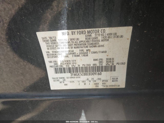 Ford FLEX SEL 2014 2FMGK5C88EBD09160 Image 9