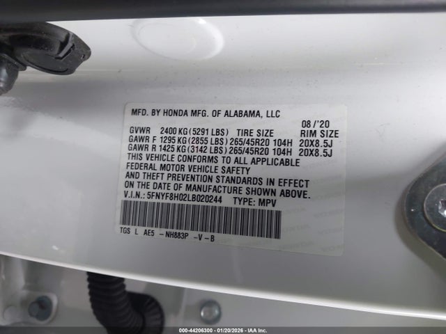 5FNYF8H02LB020244 Honda Passport Awd Elite
