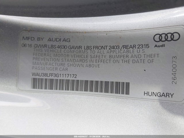 2016 AUDI A3 WAU38LFF3G1117172 Photo 8