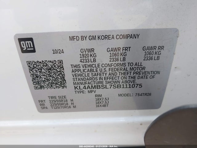 Aukcja sprzedaży 2025 Buick Encore Gx Preferred Fwd, vin: KL4AMBSL7SB111075, numer aukcji: 44206340