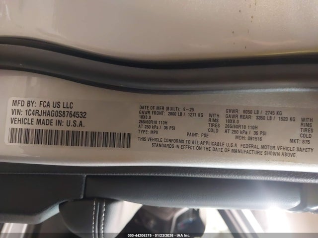 2025 Jeep Grand Cherokee Altitude X 4x4 მანქანა იყიდება აუქციონზე, vin: 1C4RJHAG0S8764532, აუქციონის ნომერი: 44206375