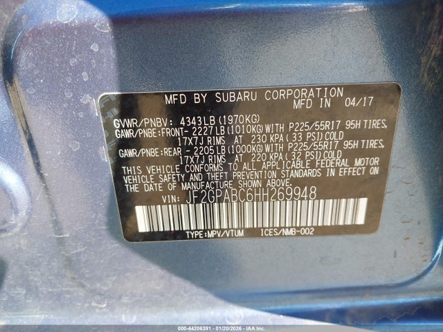 Aukcja sprzedaży 2017 Subaru Crosstrek 2.0i Premium, vin: JF2GPABC6HH269948, numer aukcji: 44206391