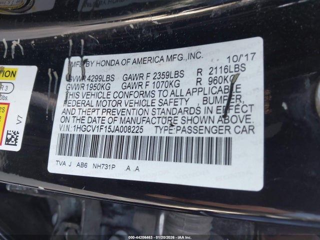 1HGCV1F15JA008225 Honda ACCORD LX