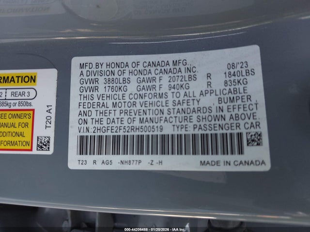 Honda Civic Sport 2024 2HGFE2F52RH500519 Image 9
