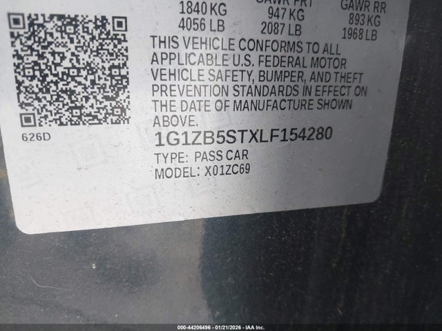 1G1ZB5STXLF154280 Chevrolet Malibu Fwd Ls