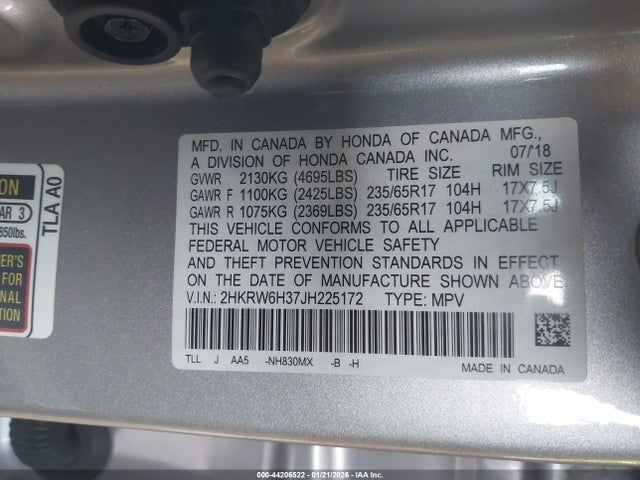 2HKRW6H37JH225172 Honda CR-V LX