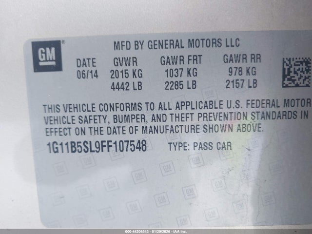 1G11B5SL9FF107548 Chevrolet MALIBU LS