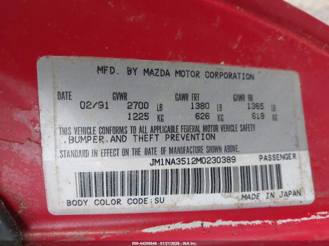 1991 MAZDA MX-5 MIATA JM1NA3512M0230389 Photo 8