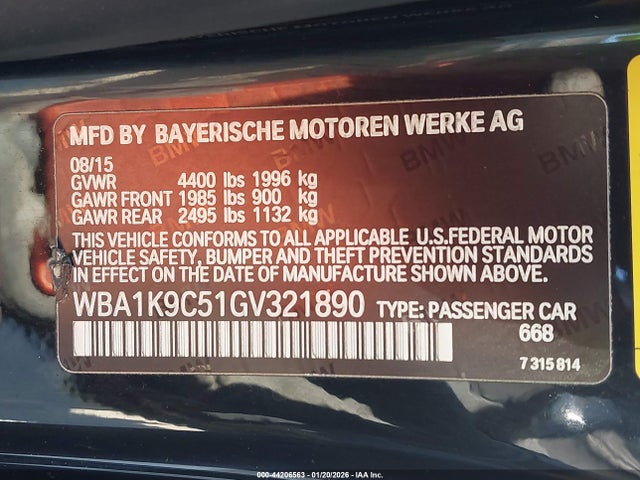 WBA1K9C51GV321890 BMW 228I