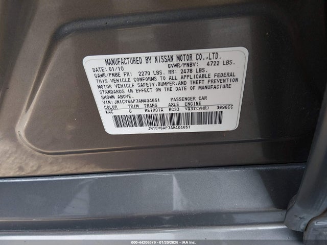Продажа на аукционе авто 2010 Infiniti G37 Journey, vin: JN1CV6AP7AM404651, номер лота: 44206579