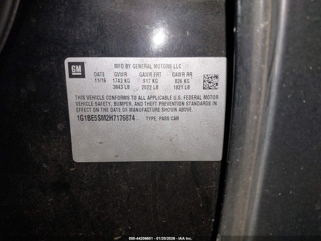 1G1BE5SM2H7176874 Chevrolet Cruze Lt Auto