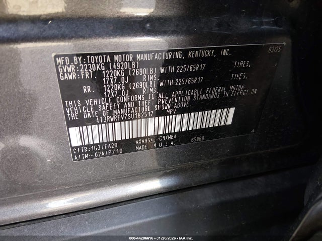 4T3RWRFV7SU182517 Toyota Rav4 Hybrid Xle