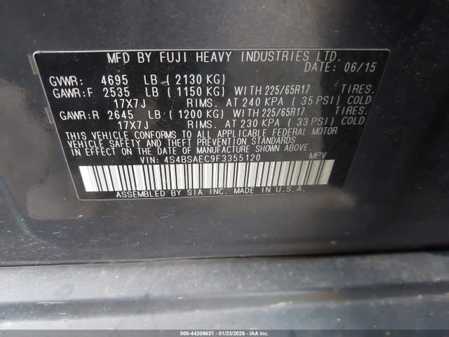 4S4BSAEC9F3355120 Subaru Outback 2.5i Premium