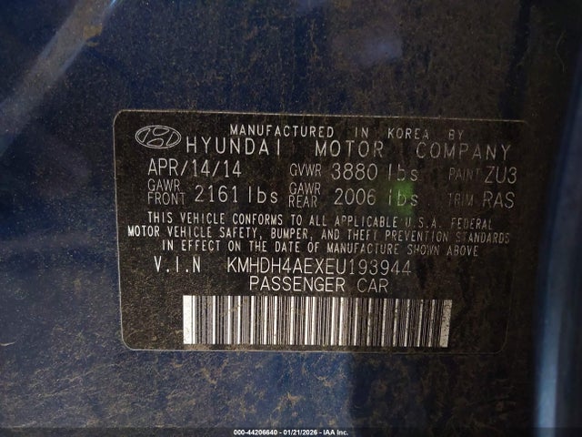 Hyundai ELANTRA SE 2014 KMHDH4AEXEU193944 Image 9