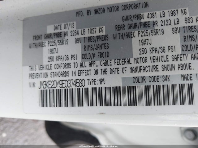 JM3KE2DY9E0374580 Mazda Cx-5 Grand Touring