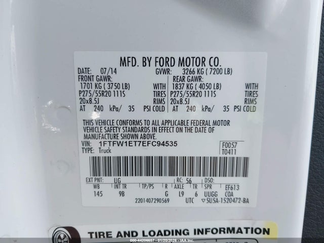Ford F-150 Platinum 2014 1FTFW1ET7EFC94535 Image 9