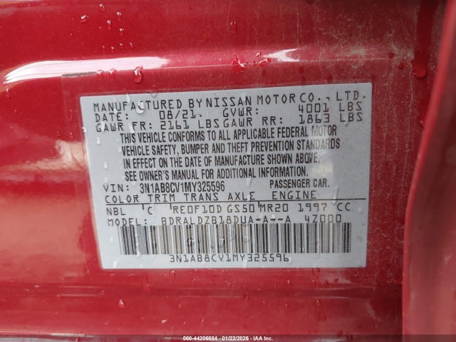 3N1AB8CV1MY325596 Nissan Sentra Sv Xtronic Cvt