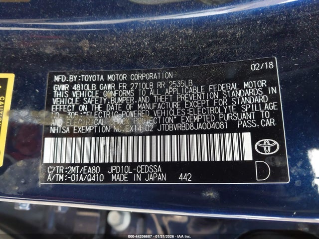 Toyota Mirai 2018 JTDBVRBD8JA004081 Image 9