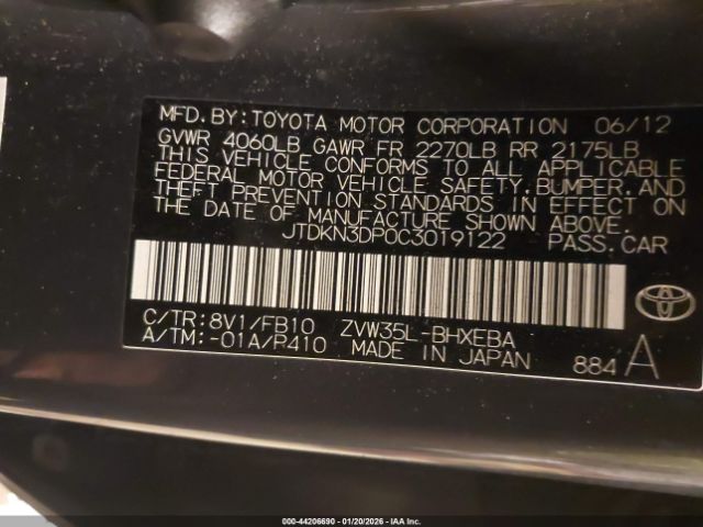 2012 TOYOTA PRIUS PLUG-IN JTDKN3DP0C3019122 Photo 8