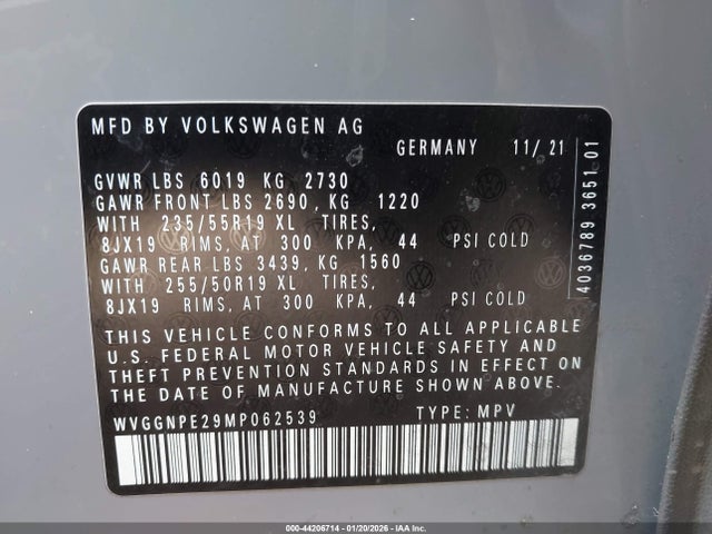 WVGGNPE29MP062539 Volkswagen Id.4 Awd Pro S