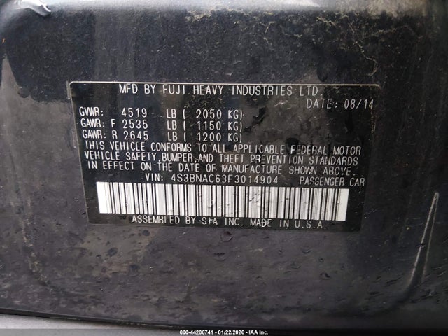 Subaru Legacy 2.5i Premium 2015 4S3BNAC63F3014904 Image 9