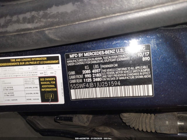 55SWF4JB1JU251594 Mercedes-Benz C 300