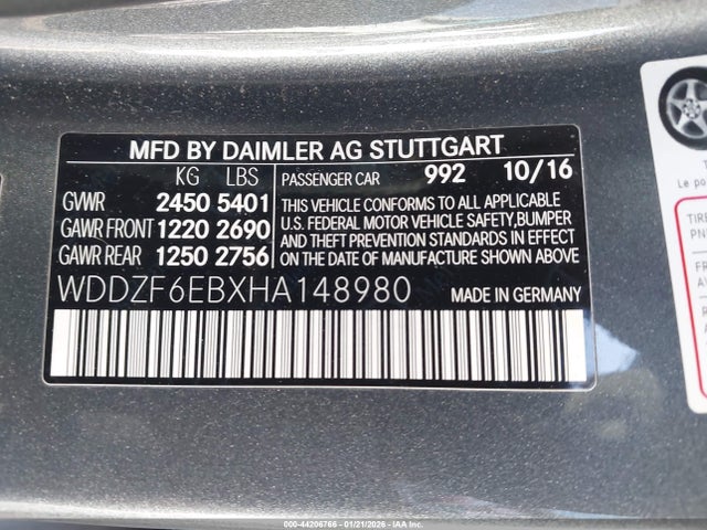 WDDZF6EBXHA148980 Mercedes-Benz Amg E 43 4matic