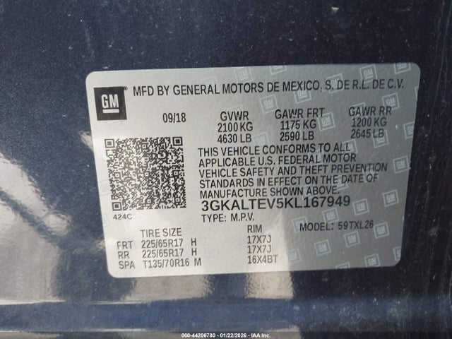 Продажа на аукционе авто 2019 Gmc Terrain Sle, vin: 3GKALTEV5KL167949, номер лота: 44206780