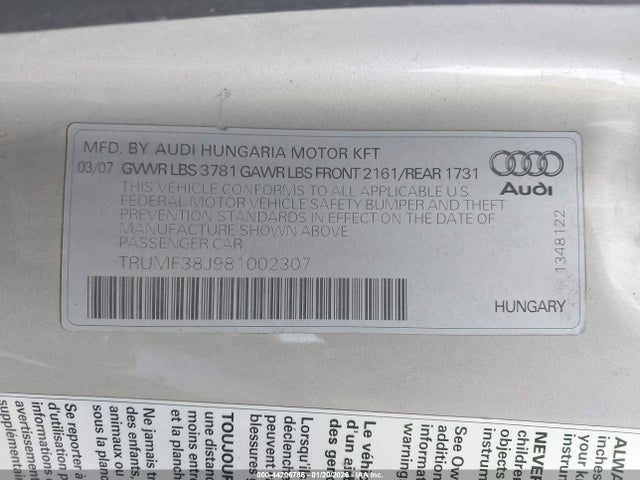 2008 AUDI TT TRUMF38J981002307 Photo 8