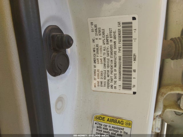 44206871 :رقم المزاد ، 19UUA86599A021860 vin ، 2009 Acura Tl 3.5 مزاد بيع