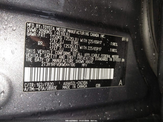 Toyota RAV4 LE 2019 2T3H1RFV0KW044196 Image 9