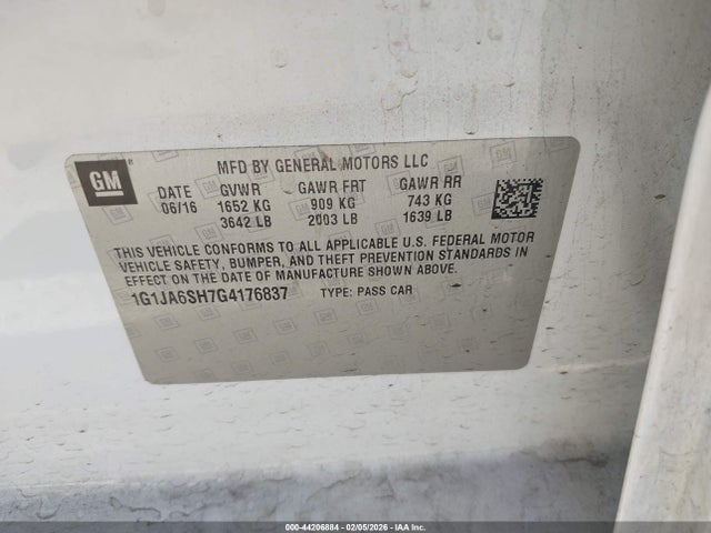 1G1JA6SH7G4176837 Chevrolet Sonic Ls Auto