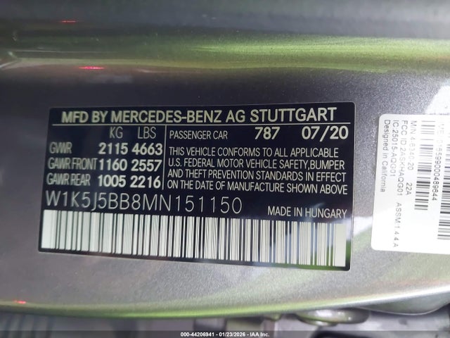 Продажа на аукционе авто 2021 Mercedes-benz Amg Cla 35 4matic, vin: W1K5J5BB8MN151150, номер лота: 44206941