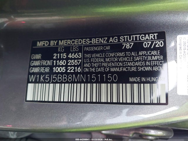 Продажа на аукционе авто 2021 Mercedes-benz Amg Cla 35 4matic, vin: W1K5J5BB8MN151150, номер лота: 44206941