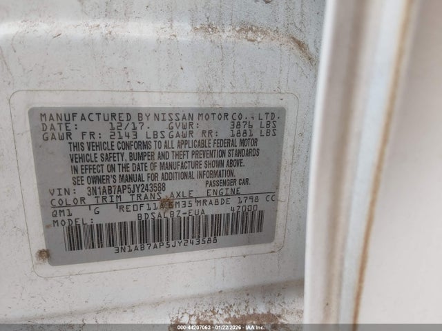3N1AB7AP5JY243588 Nissan SENTRA S