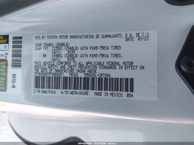 3TYRX5GN7PT085657 Toyota Tacoma Sr
