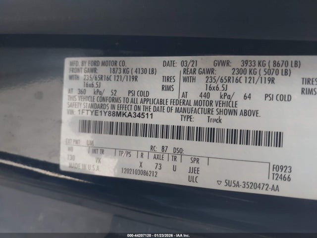 1FTYE1Y88MKA34511 Ford Transit-150