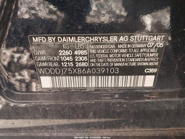 2006 MERCEDES-BENZ CLS 500 WDDDJ75X86A039103 Photo 8