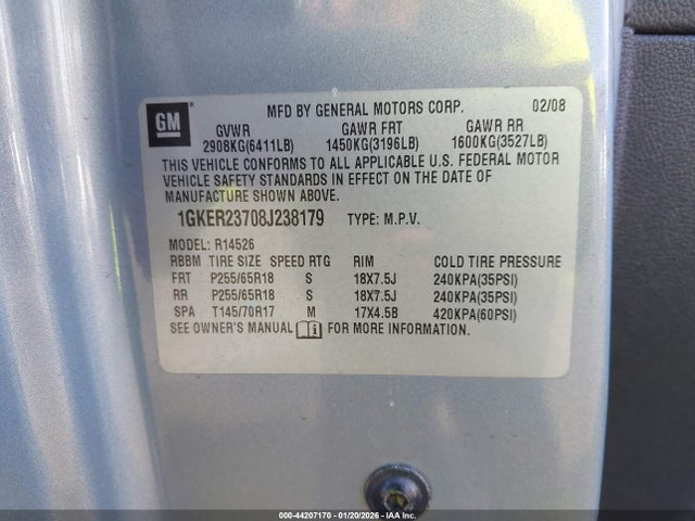 2008 GMC ACADIA 1GKER23708J238179 Photo 8